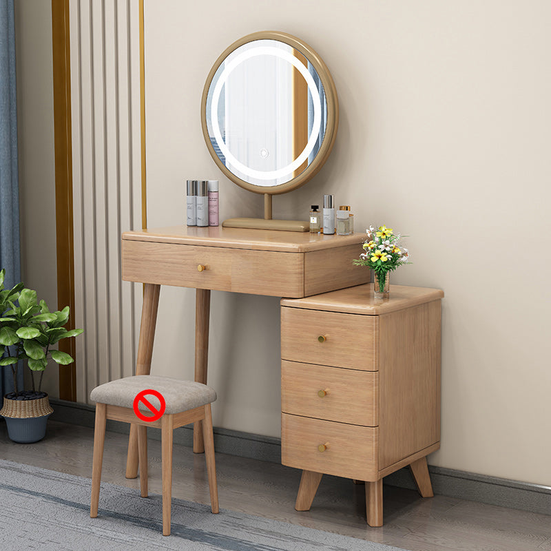 Solid Wood Vanity Makeup Table with Drawer Standing Mirror Dressing Table