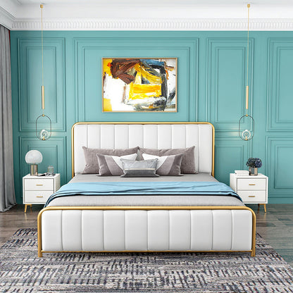 Lit de plate-forme en métal 43,3 "lit de haut standard avec tête de lit rembourrée