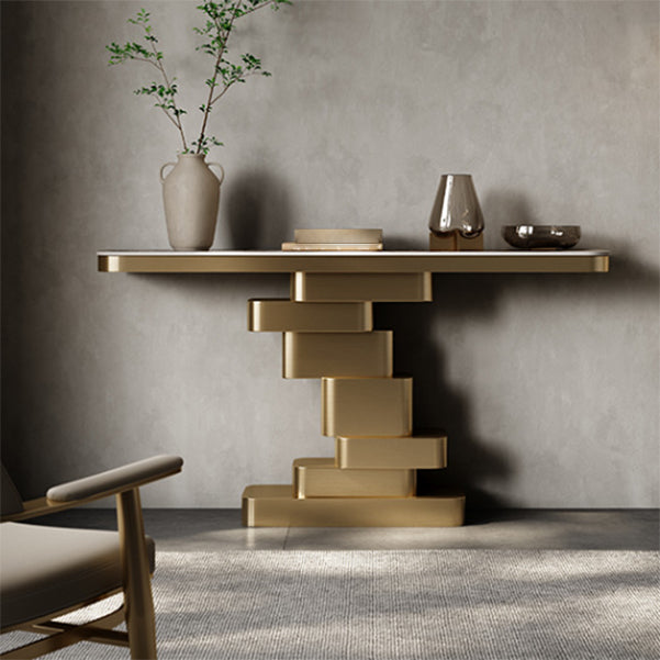 Tavolo della console rettangolare in pietra glam 33.46 "tavolo di estremità alto per sala