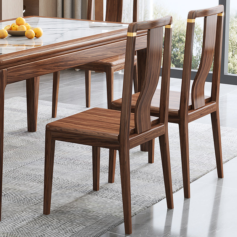 Contemporary 1/2/5/7 Pieces Furniture Rectangle Stone Dining Set in Brown