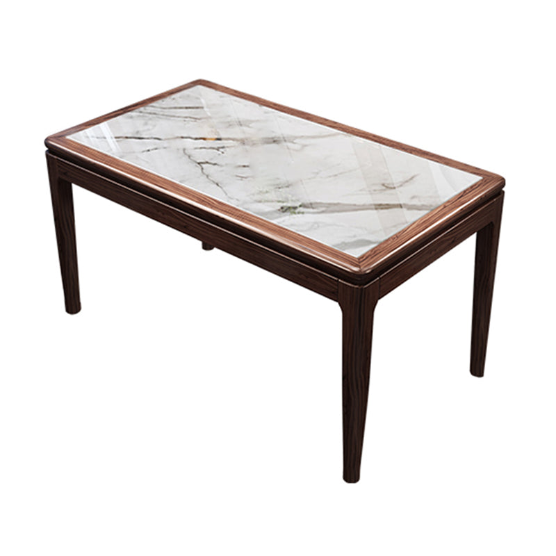 Contemporary 1/2/5/7 Pieces Furniture Rectangle Stone Dining Set in Brown