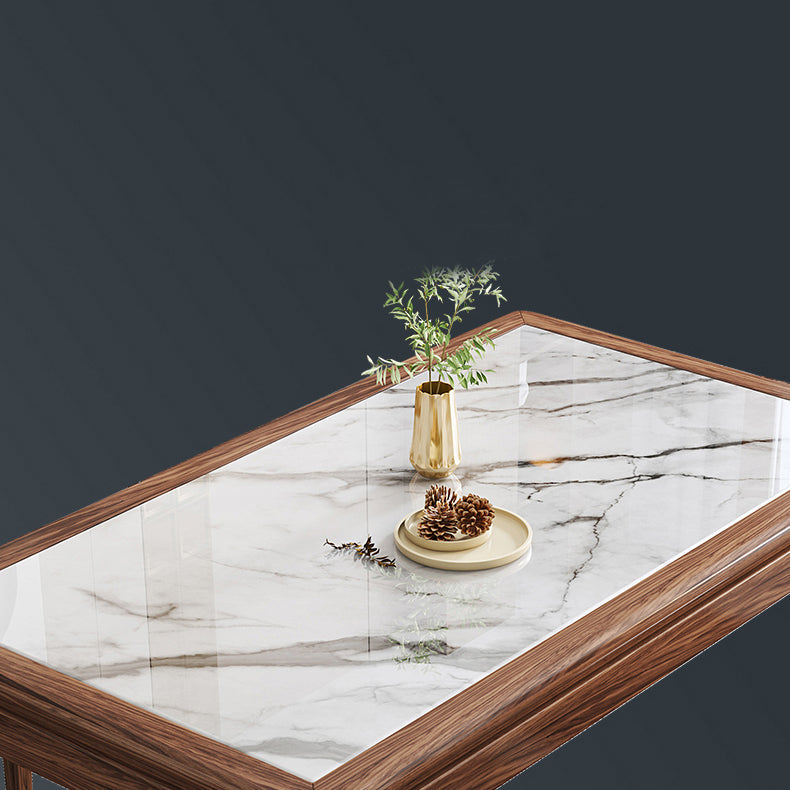 Contemporary 1/2/5/7 Pieces Furniture Rectangle Stone Dining Set in Brown