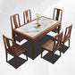 Contemporary 1/2/5/7 Pieces Furniture Rectangle Stone Dining Set in Brown