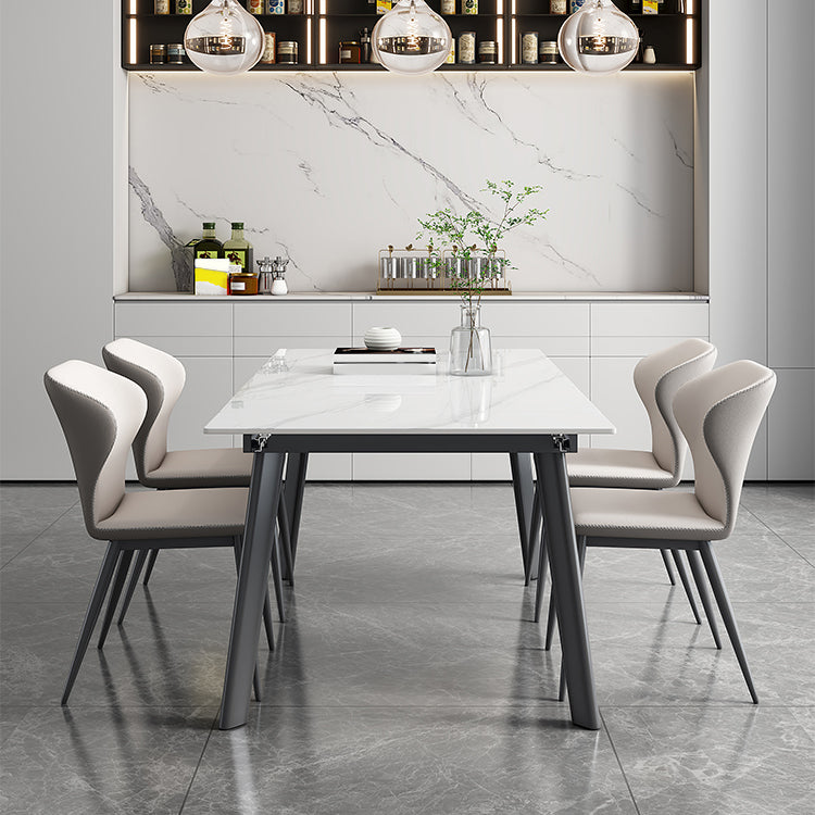 Contemporary 1/2/5/7 Pieces Furniture Rectangle Stone Dining Set in White Clearhalo 'Dining Room Sets' 'Dining Tables & Seating' 'dining_room_set' 'furn' 'furn_dining_room_set' 'Furniture' 'Kitchen & Dining Furniture' 6910898