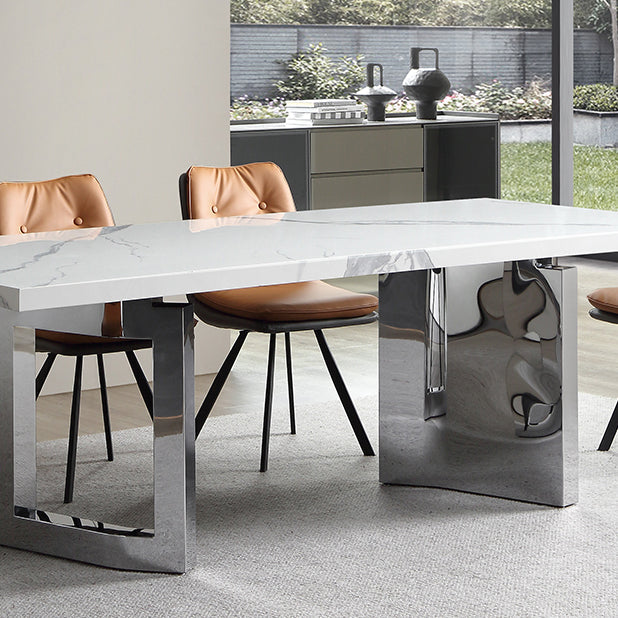 Modern 1/4/5/7 stukken eetkamerstoelen rechthoekige steenmeubels in wit gezet