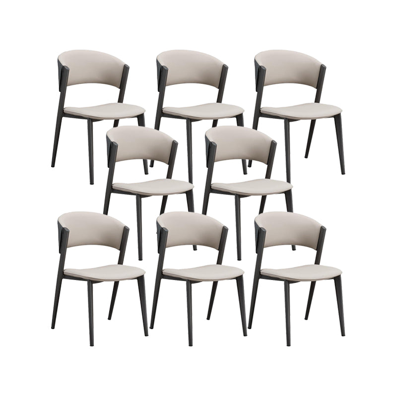 Industrial Upholstered Armless Chair Faux Leather Home Dining Chair Off-White 8 Piece Set Clearhalo 'Dining Chairs' 'Dining Tables & Seating' 'dining_chair' 'furn' 'furn_dining_chair' 'Furniture' 'Kitchen & Dining Furniture' 6910999