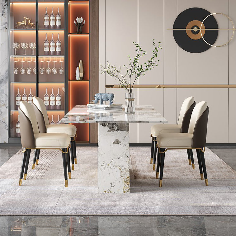 Upholstered Armless Dining Chair Home Faux Leather Dining Side Chair