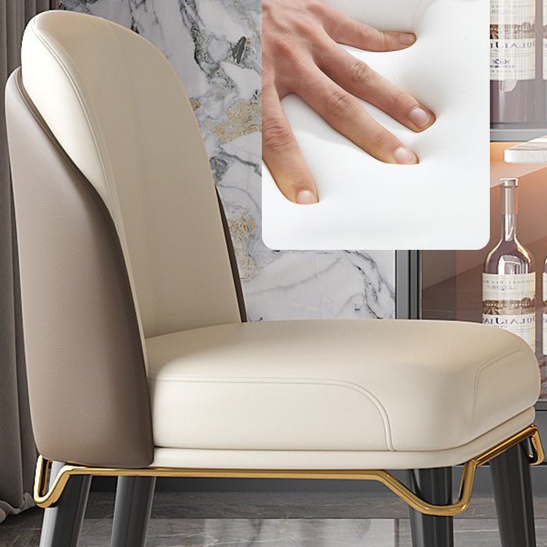Upholstered Armless Dining Chair Home Faux Leather Dining Side Chair