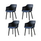 Slat Back Dining Side Chair Industrial Plastic Dining Arm Chair in Black Legs Blue 4 Piece Set Clearhalo 'Dining Chairs' 'Dining Tables & Seating' 'dining_chair' 'furn' 'furn_dining_chair' 'Furniture' 'Kitchen & Dining Furniture' 6911023