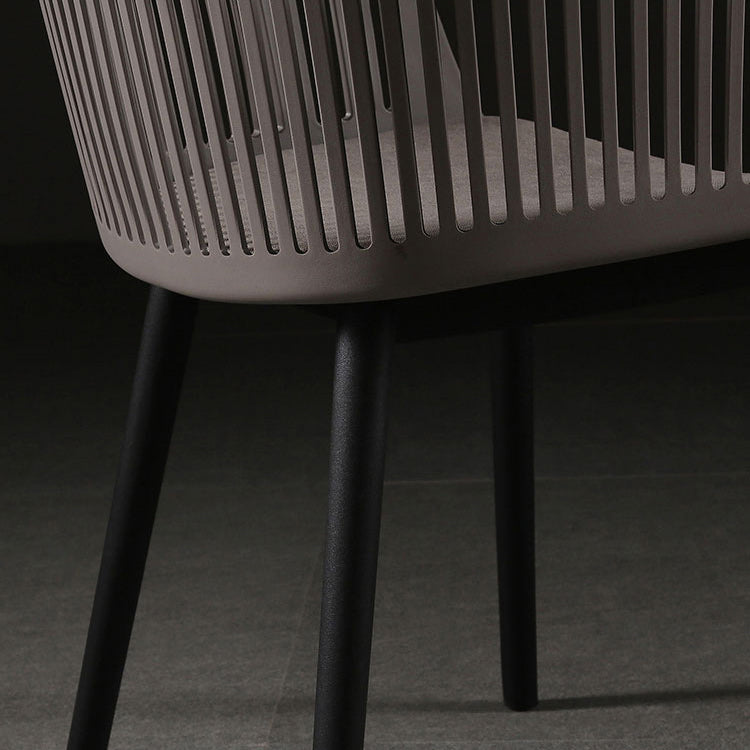 Slat Back Dining Side Chair Industrial Plastic Dining Arm Chair in Black Legs Clearhalo 'Dining Chairs' 'Dining Tables & Seating' 'dining_chair' 'furn' 'furn_dining_chair' 'Furniture' 'Kitchen & Dining Furniture' 6911027