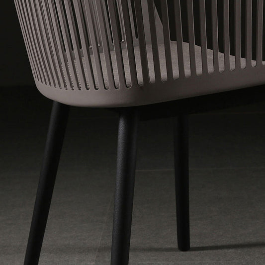 Slat Back Dining Side Chair Industrial Plastic Dining Arm Chair in Black Legs Clearhalo 'Dining Chairs' 'Dining Tables & Seating' 'dining_chair' 'furn' 'furn_dining_chair' 'Furniture' 'Kitchen & Dining Furniture' 6911027