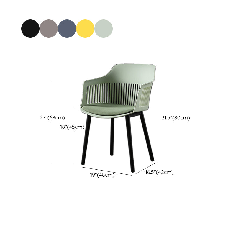 Slat Back Dining Side Chair Industrial Plastic Dining Arm Chair in Black Legs Clearhalo 'Dining Chairs' 'Dining Tables & Seating' 'dining_chair' 'furn' 'furn_dining_chair' 'Furniture' 'Kitchen & Dining Furniture' 6911037