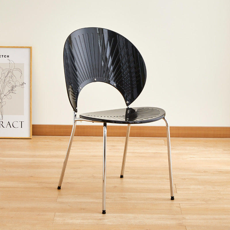 Nordic Metal Side Chair Low Back Armless Chair for Patio Use Black 1 Piece Clearhalo 'Dining Chairs' 'Dining Tables & Seating' 'dining_chair' 'furn' 'furn_dining_chair' 'Furniture' 'Kitchen & Dining Furniture' 6911166