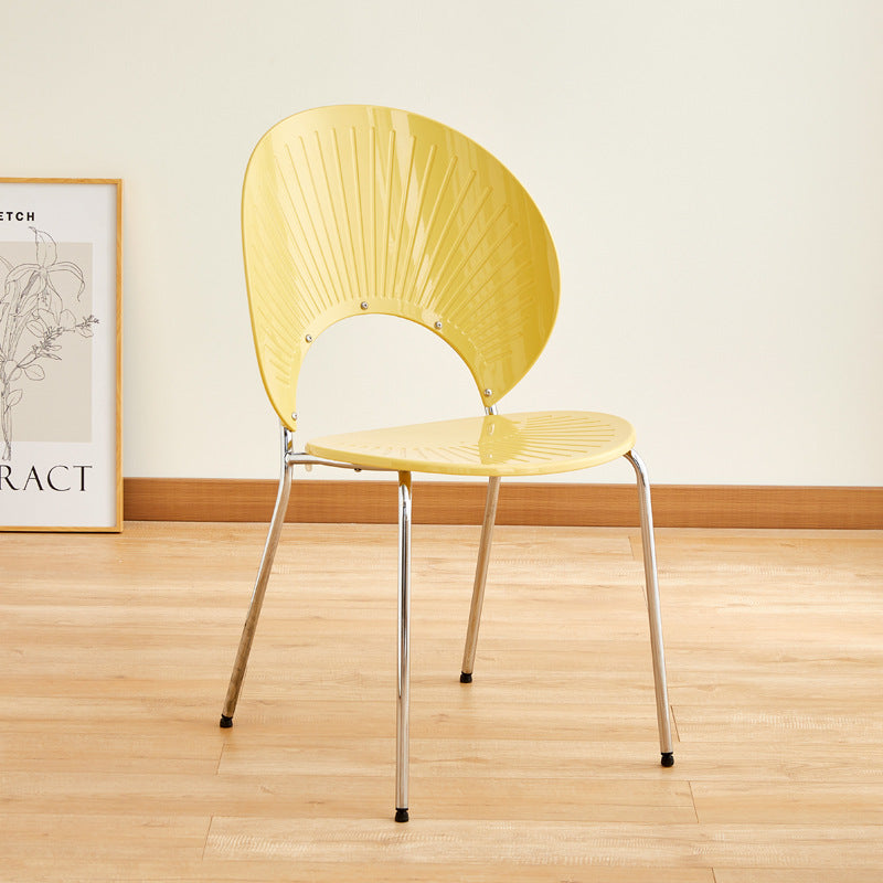 Nordic Metal Side Chair Low Back Armless Chair for Patio Use Yellow 1 Piece Clearhalo 'Dining Chairs' 'Dining Tables & Seating' 'dining_chair' 'furn' 'furn_dining_chair' 'Furniture' 'Kitchen & Dining Furniture' 6911170