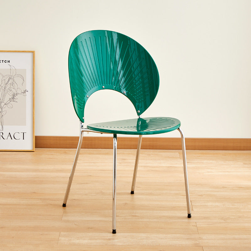 Nordic Metal Side Chair Low Back Armless Chair for Patio Use Green 1 Piece Clearhalo 'Dining Chairs' 'Dining Tables & Seating' 'dining_chair' 'furn' 'furn_dining_chair' 'Furniture' 'Kitchen & Dining Furniture' 6911173