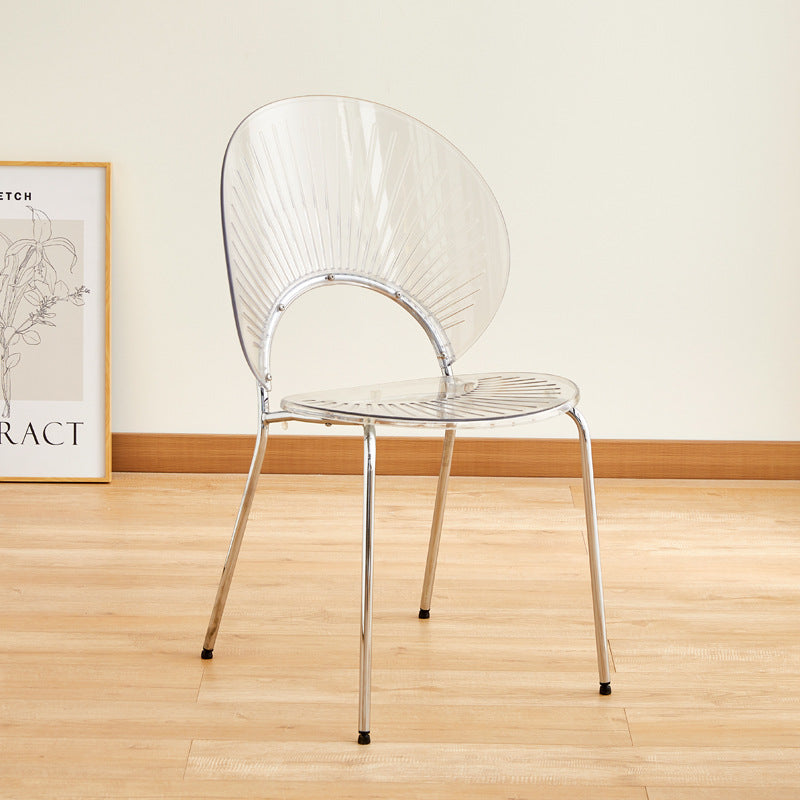 Nordic Metal Side Chair Low Back Armless Chair for Patio Use Clear 1 Piece Clearhalo 'Dining Chairs' 'Dining Tables & Seating' 'dining_chair' 'furn' 'furn_dining_chair' 'Furniture' 'Kitchen & Dining Furniture' 6911176