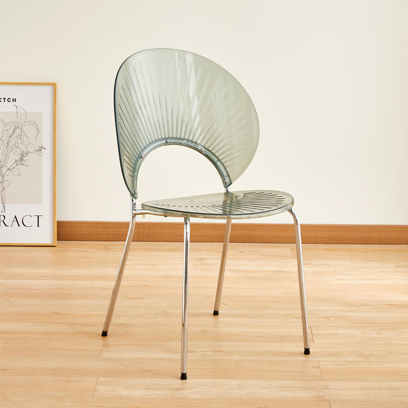 Nordic Metal Side Chair Low Back Armless Chair for Patio Use Smoke Gray 1 Piece Clearhalo 'Dining Chairs' 'Dining Tables & Seating' 'dining_chair' 'furn' 'furn_dining_chair' 'Furniture' 'Kitchen & Dining Furniture' 6911179