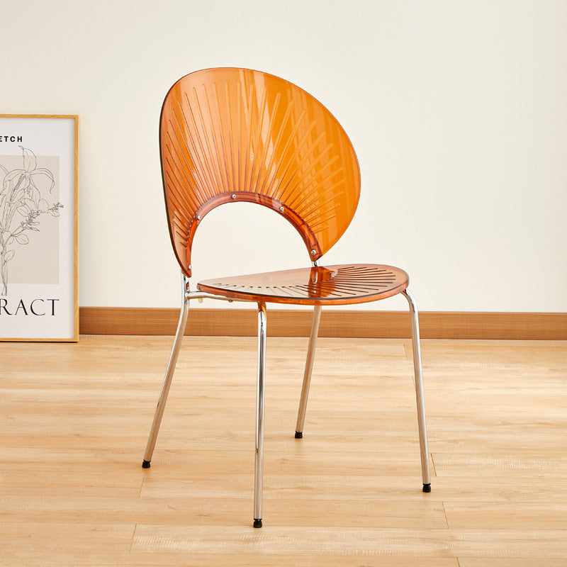 Nordic Metal Side Chair Low Back Armless Chair for Patio Use Tan 1 Piece Clearhalo 'Dining Chairs' 'Dining Tables & Seating' 'dining_chair' 'furn' 'furn_dining_chair' 'Furniture' 'Kitchen & Dining Furniture' 6911181