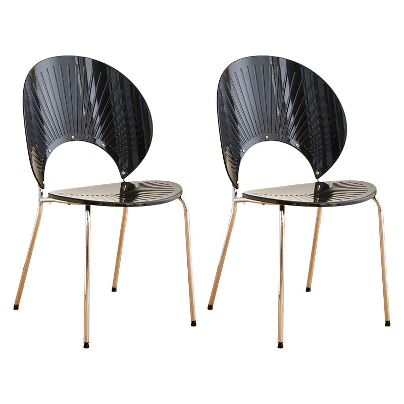 Nordic Metal Side Chair Low Back Armless Chair for Patio Use Black 2 Piece Set Clearhalo 'Dining Chairs' 'Dining Tables & Seating' 'dining_chair' 'furn' 'furn_dining_chair' 'Furniture' 'Kitchen & Dining Furniture' 6911184