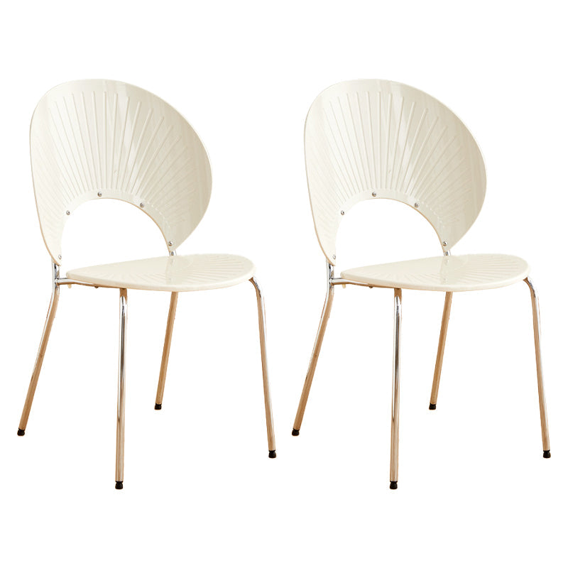 Nordic Metal Side Chair Low Back Armless Chair for Patio Use White 2 Piece Set Clearhalo 'Dining Chairs' 'Dining Tables & Seating' 'dining_chair' 'furn' 'furn_dining_chair' 'Furniture' 'Kitchen & Dining Furniture' 6911185
