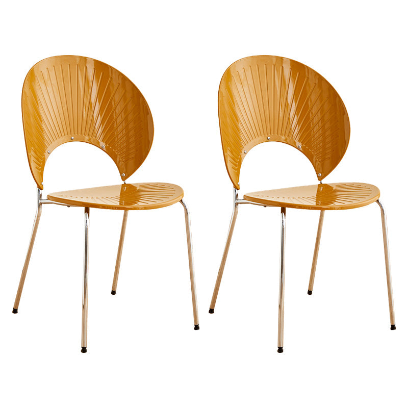 Nordic Metal Side Chair Low Back Armless Chair for Patio Use Orange 2 Piece Set Clearhalo 'Dining Chairs' 'Dining Tables & Seating' 'dining_chair' 'furn' 'furn_dining_chair' 'Furniture' 'Kitchen & Dining Furniture' 6911187