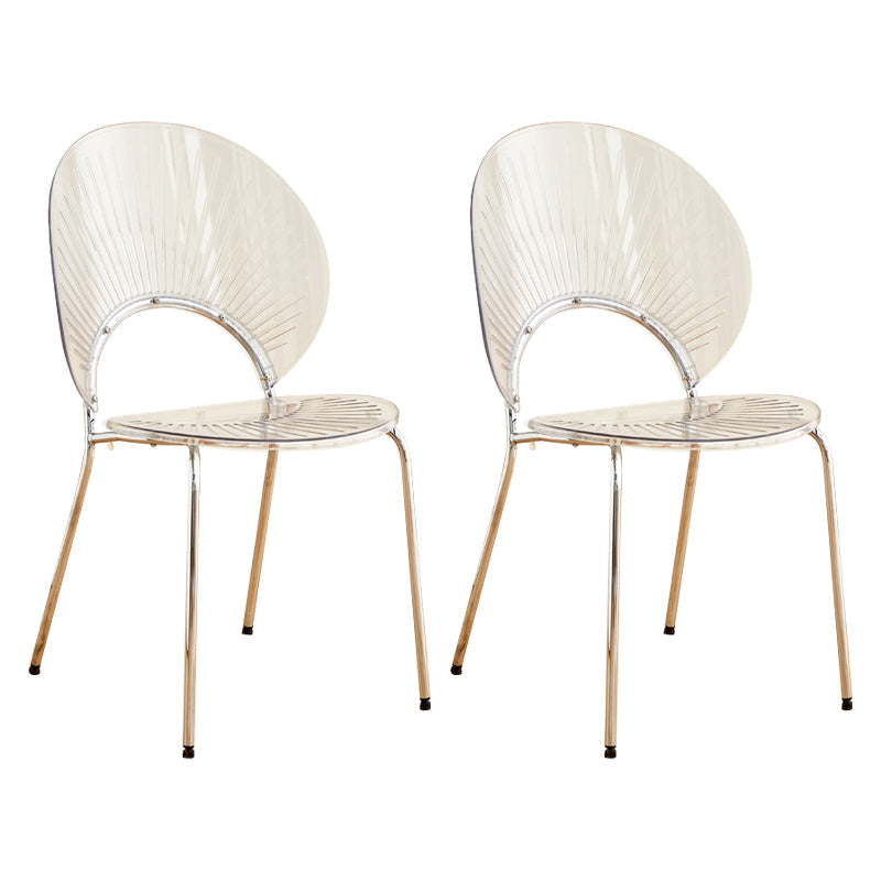 Nordic Metal Side Chair Low Back Armless Chair for Patio Use Clear 2 Piece Set Clearhalo 'Dining Chairs' 'Dining Tables & Seating' 'dining_chair' 'furn' 'furn_dining_chair' 'Furniture' 'Kitchen & Dining Furniture' 6911189
