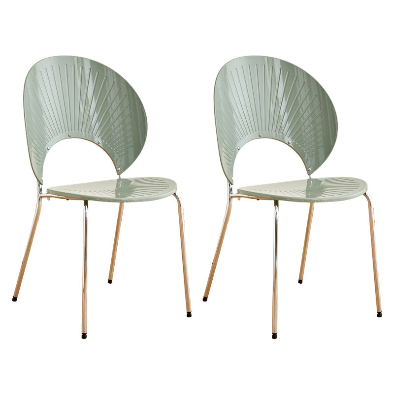 Nordic Metal Side Chair Low Back Armless Chair for Patio Use Light Green 2 Piece Set Clearhalo 'Dining Chairs' 'Dining Tables & Seating' 'dining_chair' 'furn' 'furn_dining_chair' 'Furniture' 'Kitchen & Dining Furniture' 6911190