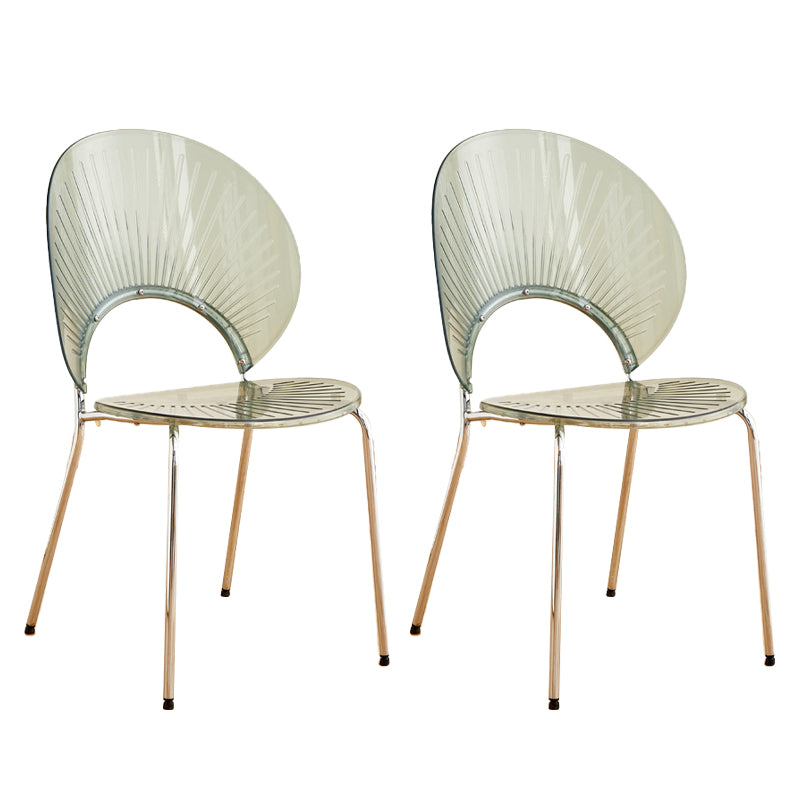 Nordic Metal Side Chair Low Back Armless Chair for Patio Use Smoke Gray 2 Piece Set Clearhalo 'Dining Chairs' 'Dining Tables & Seating' 'dining_chair' 'furn' 'furn_dining_chair' 'Furniture' 'Kitchen & Dining Furniture' 6911191