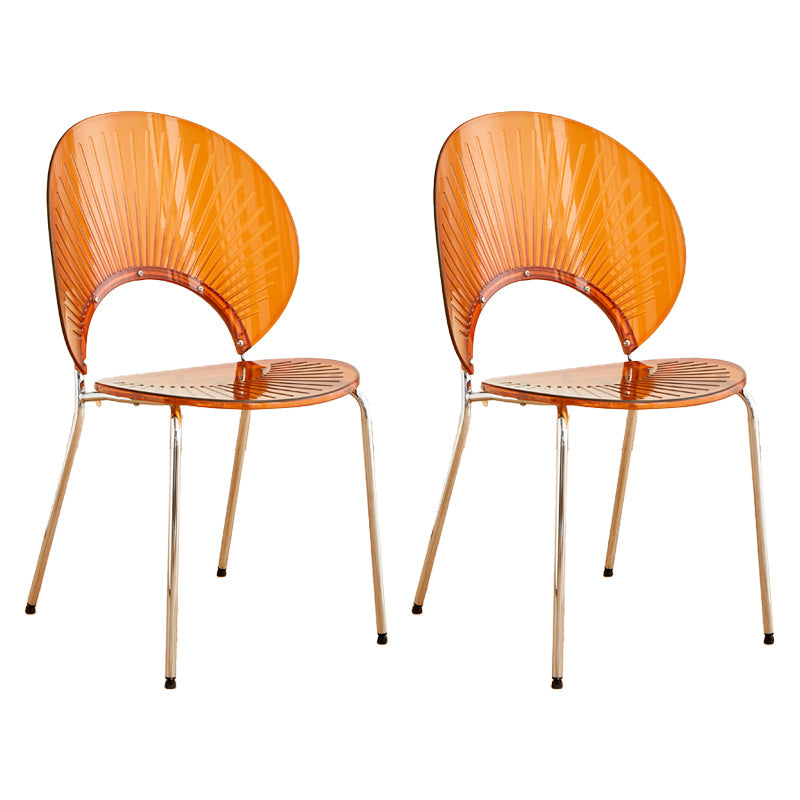 Nordic Metal Side Chair Low Back Armless Chair for Patio Use Tan 2 Piece Set Clearhalo 'Dining Chairs' 'Dining Tables & Seating' 'dining_chair' 'furn' 'furn_dining_chair' 'Furniture' 'Kitchen & Dining Furniture' 6911192