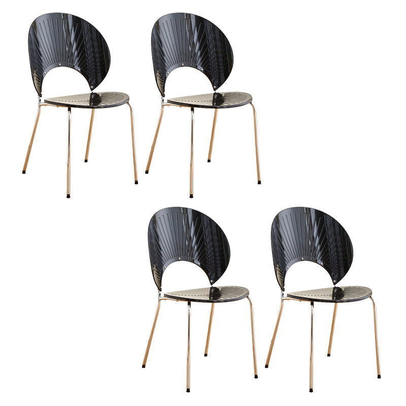Nordic Metal Side Chair Low Back Armless Chair for Patio Use Black 4 Piece Set Clearhalo 'Dining Chairs' 'Dining Tables & Seating' 'dining_chair' 'furn' 'furn_dining_chair' 'Furniture' 'Kitchen & Dining Furniture' 6911193