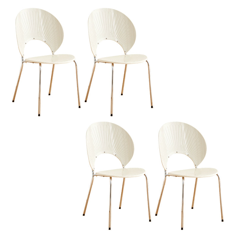 Nordic Metal Side Chair Low Back Armless Chair for Patio Use White 4 Piece Set Clearhalo 'Dining Chairs' 'Dining Tables & Seating' 'dining_chair' 'furn' 'furn_dining_chair' 'Furniture' 'Kitchen & Dining Furniture' 6911194