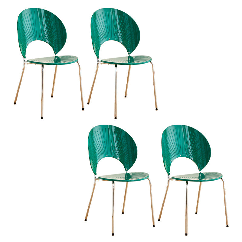 Nordic Metal Side Chair Low Back Armless Chair for Patio Use Green 4 Piece Set Clearhalo 'Dining Chairs' 'Dining Tables & Seating' 'dining_chair' 'furn' 'furn_dining_chair' 'Furniture' 'Kitchen & Dining Furniture' 6911197