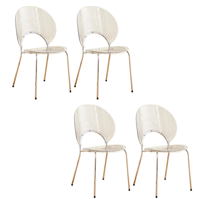 Nordic Metal Side Chair Low Back Armless Chair for Patio Use Clear 4 Piece Set Clearhalo 'Dining Chairs' 'Dining Tables & Seating' 'dining_chair' 'furn' 'furn_dining_chair' 'Furniture' 'Kitchen & Dining Furniture' 6911198