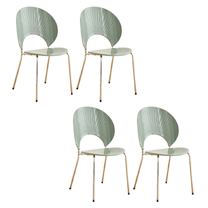 Nordic Metal Side Chair Low Back Armless Chair for Patio Use Light Green 4 Piece Set Clearhalo 'Dining Chairs' 'Dining Tables & Seating' 'dining_chair' 'furn' 'furn_dining_chair' 'Furniture' 'Kitchen & Dining Furniture' 6911199