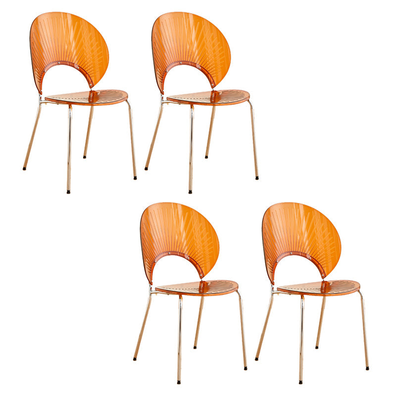 Nordic Metal Side Chair Low Back Armless Chair for Patio Use Tan 4 Piece Set Clearhalo 'Dining Chairs' 'Dining Tables & Seating' 'dining_chair' 'furn' 'furn_dining_chair' 'Furniture' 'Kitchen & Dining Furniture' 6911201