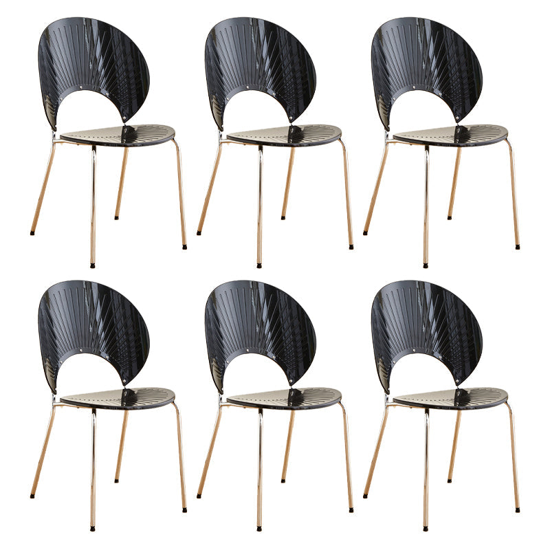 Nordic Metal Side Chair Low Back Armless Chair for Patio Use Black 6 Piece Set Clearhalo 'Dining Chairs' 'Dining Tables & Seating' 'dining_chair' 'furn' 'furn_dining_chair' 'Furniture' 'Kitchen & Dining Furniture' 6911202