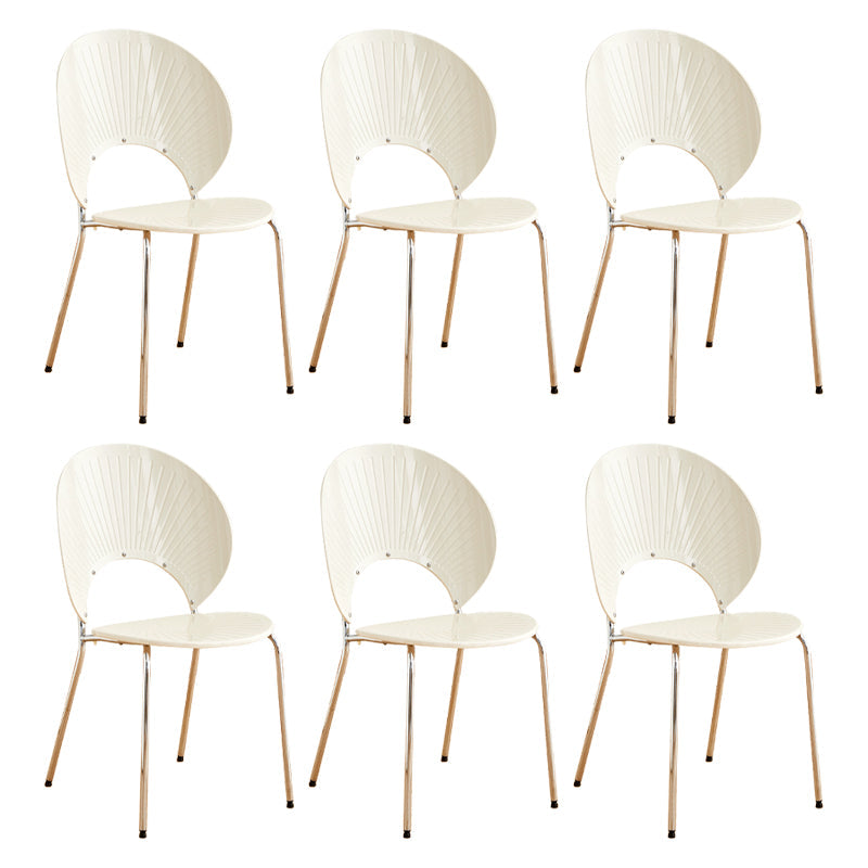 Nordic Metal Side Chair Low Back Armless Chair for Patio Use White 6 Piece Set Clearhalo 'Dining Chairs' 'Dining Tables & Seating' 'dining_chair' 'furn' 'furn_dining_chair' 'Furniture' 'Kitchen & Dining Furniture' 6911203