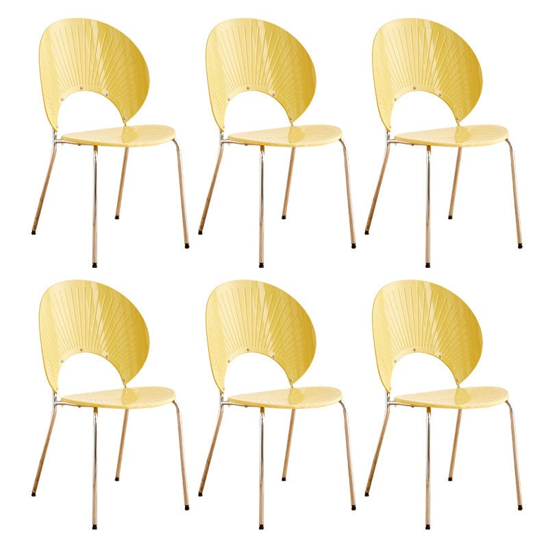 Nordic Metal Side Chair Low Back Armless Chair for Patio Use Yellow 6 Piece Set Clearhalo 'Dining Chairs' 'Dining Tables & Seating' 'dining_chair' 'furn' 'furn_dining_chair' 'Furniture' 'Kitchen & Dining Furniture' 6911204