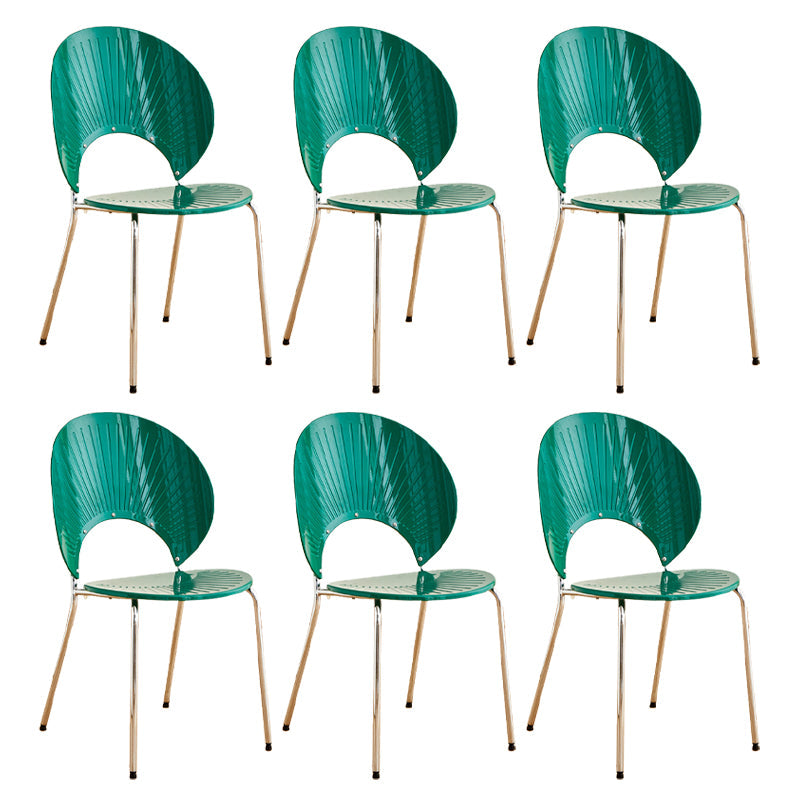 Nordic Metal Side Chair Low Back Armless Chair for Patio Use Green 6 Piece Set Clearhalo 'Dining Chairs' 'Dining Tables & Seating' 'dining_chair' 'furn' 'furn_dining_chair' 'Furniture' 'Kitchen & Dining Furniture' 6911206