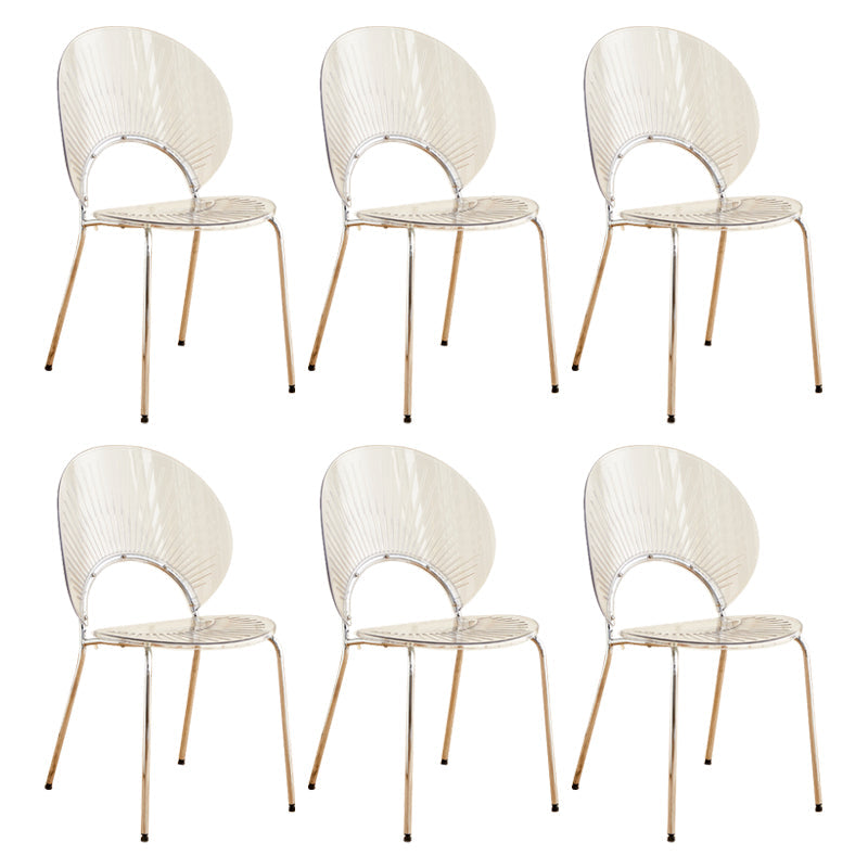 Nordic Metal Side Chair Low Back Armless Chair for Patio Use Clear 6 Piece Set Clearhalo 'Dining Chairs' 'Dining Tables & Seating' 'dining_chair' 'furn' 'furn_dining_chair' 'Furniture' 'Kitchen & Dining Furniture' 6911207
