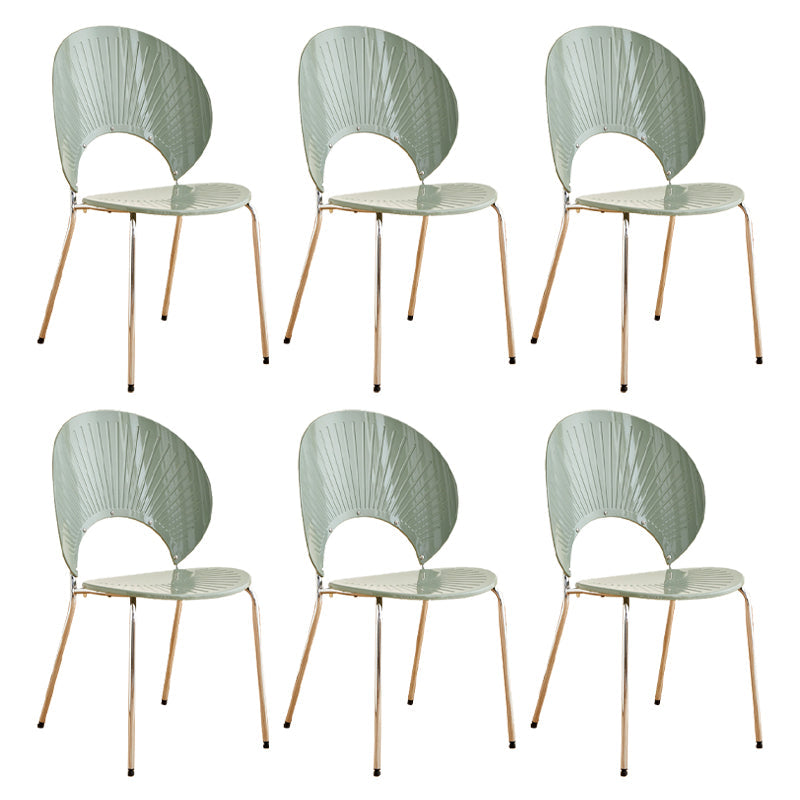 Nordic Metal Side Chair Low Back Armless Chair for Patio Use Light Green 6 Piece Set Clearhalo 'Dining Chairs' 'Dining Tables & Seating' 'dining_chair' 'furn' 'furn_dining_chair' 'Furniture' 'Kitchen & Dining Furniture' 6911208