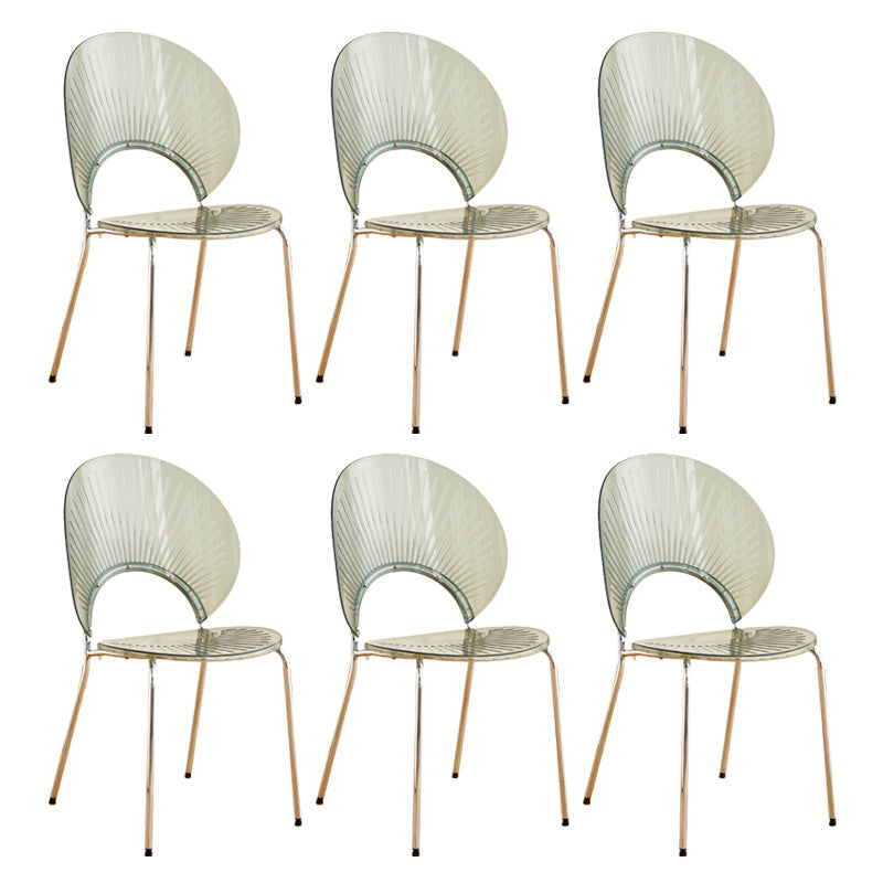 Nordic Metal Side Chair Low Back Armless Chair for Patio Use Smoke Gray 6 Piece Set Clearhalo 'Dining Chairs' 'Dining Tables & Seating' 'dining_chair' 'furn' 'furn_dining_chair' 'Furniture' 'Kitchen & Dining Furniture' 6911209