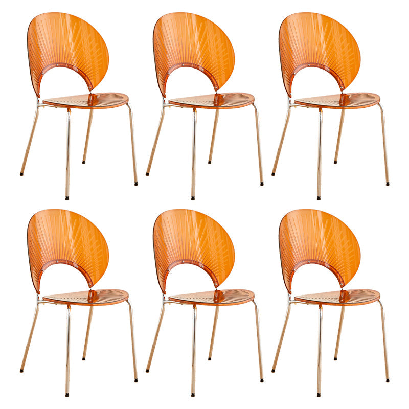 Nordic Metal Side Chair Low Back Armless Chair for Patio Use Tan 6 Piece Set Clearhalo 'Dining Chairs' 'Dining Tables & Seating' 'dining_chair' 'furn' 'furn_dining_chair' 'Furniture' 'Kitchen & Dining Furniture' 6911210