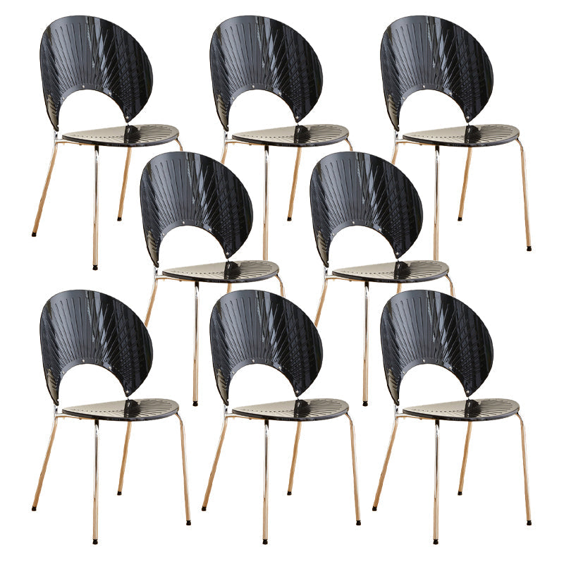 Nordic Metal Side Chair Low Back Armless Chair for Patio Use Black 8 Piece Set Clearhalo 'Dining Chairs' 'Dining Tables & Seating' 'dining_chair' 'furn' 'furn_dining_chair' 'Furniture' 'Kitchen & Dining Furniture' 6911211