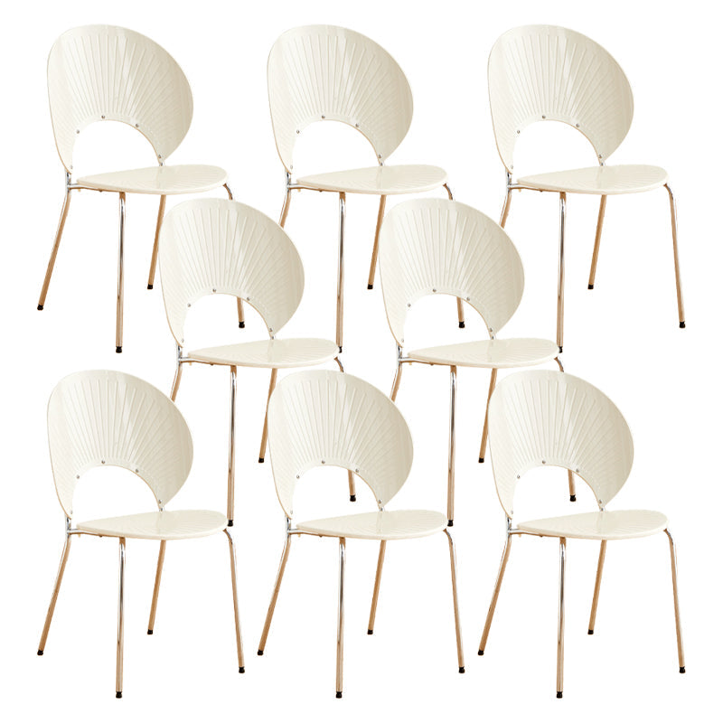 Nordic Metal Side Chair Low Back Armless Chair for Patio Use White 8 Piece Set Clearhalo 'Dining Chairs' 'Dining Tables & Seating' 'dining_chair' 'furn' 'furn_dining_chair' 'Furniture' 'Kitchen & Dining Furniture' 6911212