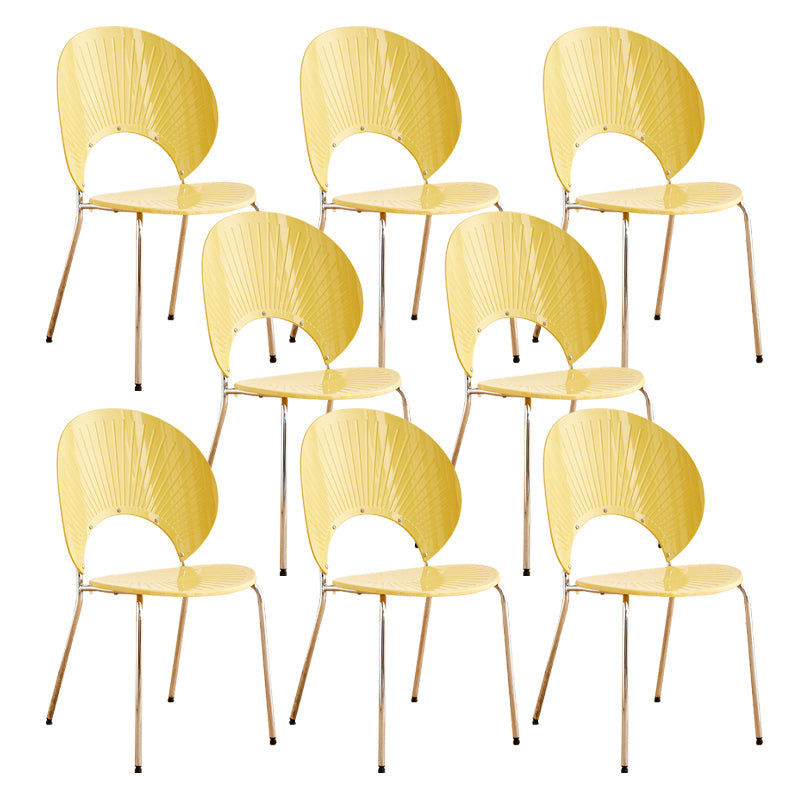 Nordic Metal Side Chair Low Back Armless Chair for Patio Use Yellow 8 Piece Set Clearhalo 'Dining Chairs' 'Dining Tables & Seating' 'dining_chair' 'furn' 'furn_dining_chair' 'Furniture' 'Kitchen & Dining Furniture' 6911213
