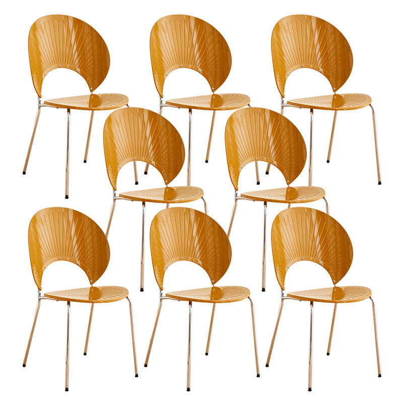 Nordic Metal Side Chair Low Back Armless Chair for Patio Use Orange 8 Piece Set Clearhalo 'Dining Chairs' 'Dining Tables & Seating' 'dining_chair' 'furn' 'furn_dining_chair' 'Furniture' 'Kitchen & Dining Furniture' 6911214