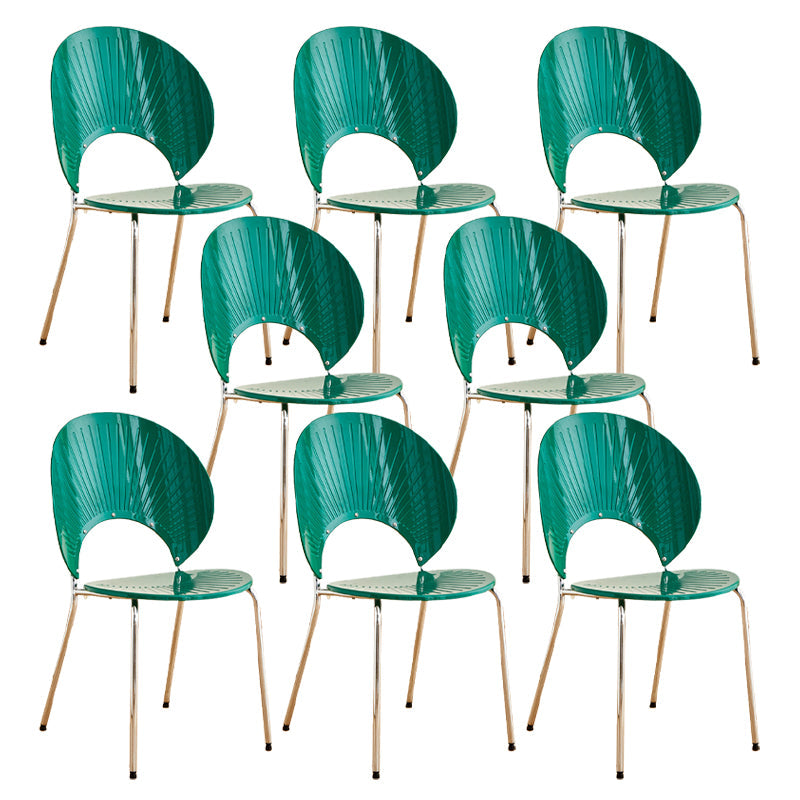 Nordic Metal Side Chair Low Back Armless Chair for Patio Use Green 8 Piece Set Clearhalo 'Dining Chairs' 'Dining Tables & Seating' 'dining_chair' 'furn' 'furn_dining_chair' 'Furniture' 'Kitchen & Dining Furniture' 6911215