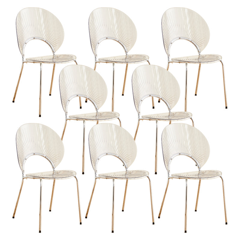 Nordic Metal Side Chair Low Back Armless Chair for Patio Use Clear 8 Piece Set Clearhalo 'Dining Chairs' 'Dining Tables & Seating' 'dining_chair' 'furn' 'furn_dining_chair' 'Furniture' 'Kitchen & Dining Furniture' 6911216