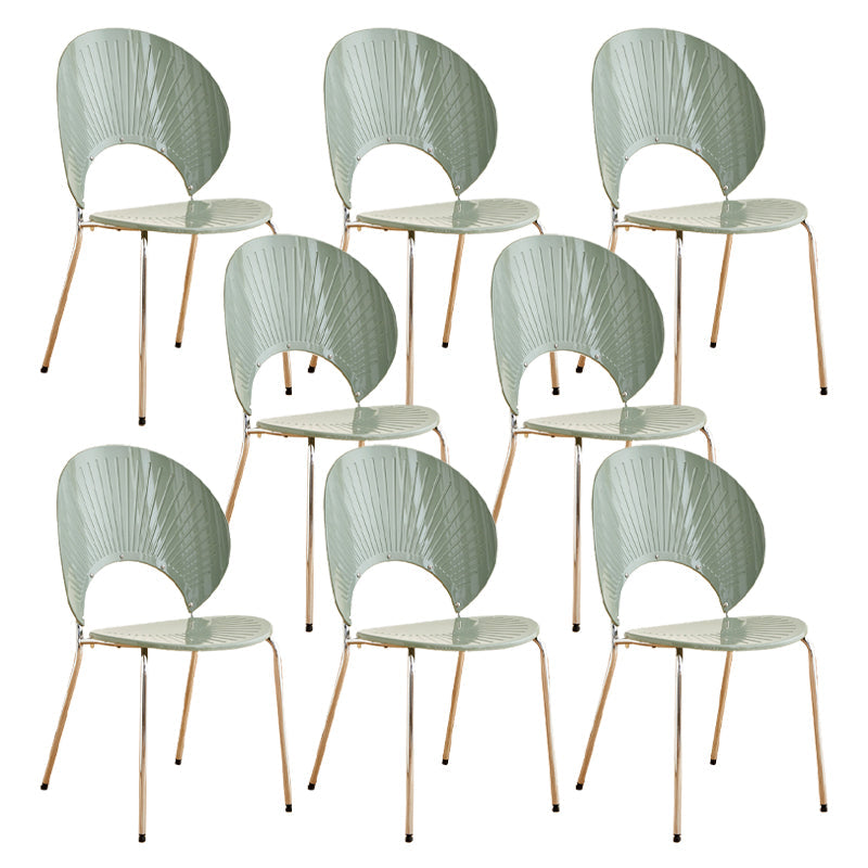Nordic Metal Side Chair Low Back Armless Chair for Patio Use Light Green 8 Piece Set Clearhalo 'Dining Chairs' 'Dining Tables & Seating' 'dining_chair' 'furn' 'furn_dining_chair' 'Furniture' 'Kitchen & Dining Furniture' 6911217